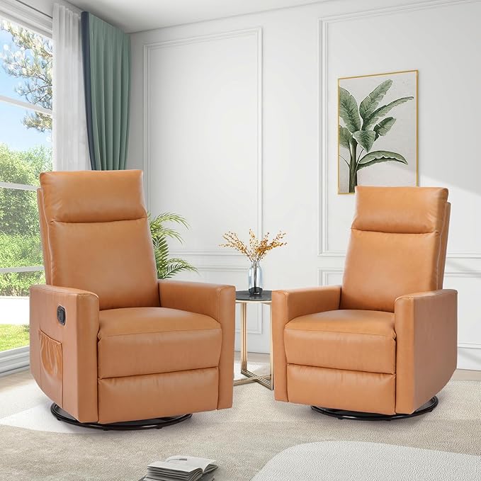 Sweetcrispy Recliner Chair 360 Swivel Rocker Chair for Adults Glider Rocker Recliners Nursery Chairs for Living Room High Back Upholstered Deep SeatGrey