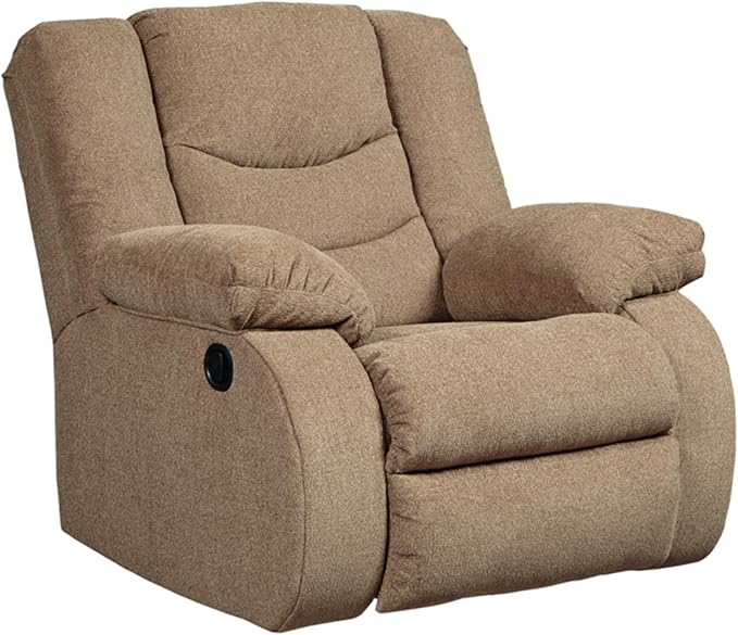 Signature Design by Ashley Tulen Modern Manual Pull Tab Rocker Recliner Light Brown