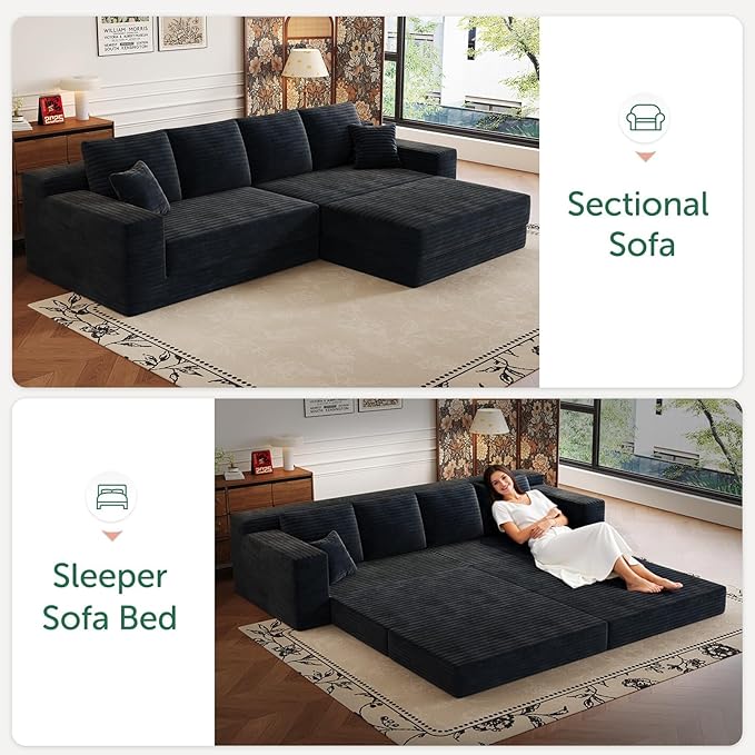 106” Modular Sectional Sofa Cloud Sectional Couch with Deep Seat Modern Modular L-Shape Sofa Couch with ChaiseUpholstered Boneless Couches for Living Room Bedroom No Assembly Required