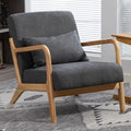 Minimalist Accent Chair Velvet Upholstered Mid-Century Modern Chair with Pillow Lounge Arm Chair with High Backrest Comfy Reading Chair for Living Room Balcony (Grey)