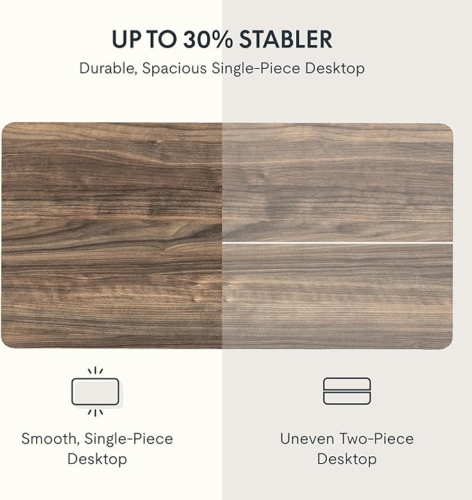 FLEXISPOT Whole Piece 48x30 Desktop 1 Thickness Height Adjustable Desk Rectangular Tabletop Black Walnut Board (48INCH Black Walnut)