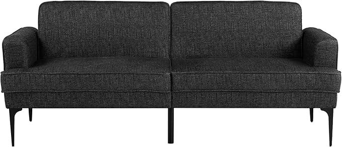 Serta® Paulsen 83.1 Split Back Convertible Futon Sofa Dreamcoil® Comfort FingerGuard® Pinch Point Protection Woven Polyester Fabric Black