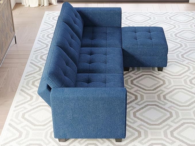 Belffin Modular Sectional Sofa L Shaped Sofa Couch with Storage Seats Convertible Sectional Couch Modular Sofa with Reversible Chaise Fabric Blue