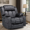 VIVIJASON Manual Swivel Rocking Glider Recliner Chair with Heat &amp Vibration Massage 360° Swivel Overstuffed Reclining Chair with 2 Cup Holders Side Pockets &amp USB Ports for Living Room Plush