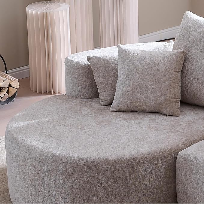 Merax 106 Fabric Cloud Curved Sofa 2 Piece Sectional Sofa with Chaise and 7 Pillows for Living Room Apartment Bedroom Full-Compressed No Assembly Required (Silver Lining)