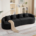 110.2 Curved Boneless Couch Oversized Cloud Sofa with 4 Pillows Modern 4 Seater Modular Sectional Sofa Boneless Sectional Couches for Living Room Curved Foam Couch Black