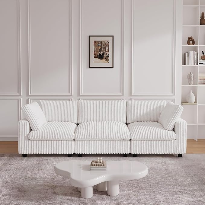 JACH 118 Sectional Couches Convertable Modular Sofa for Living Room Modern Deep Seat Couch Sofa Covers Washable Minimalist Plush Sofas for Living Room Apartment Beige