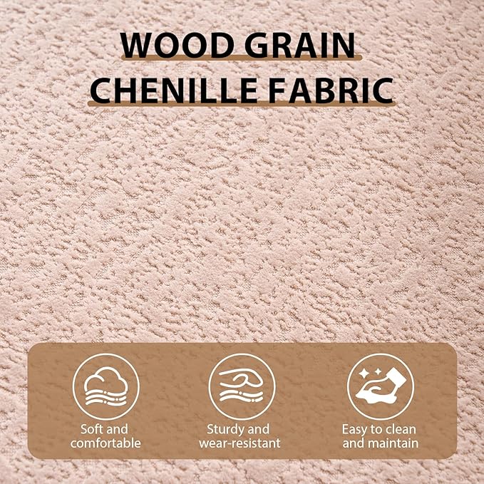 65 Curved Loveseat for Small SpacesBoneless Loveseat SofaWood Grain Chenille Fabric No Installation Requirement Curved Sofa Couch for ApartmentLiving RoomOffice (Apricot 65)