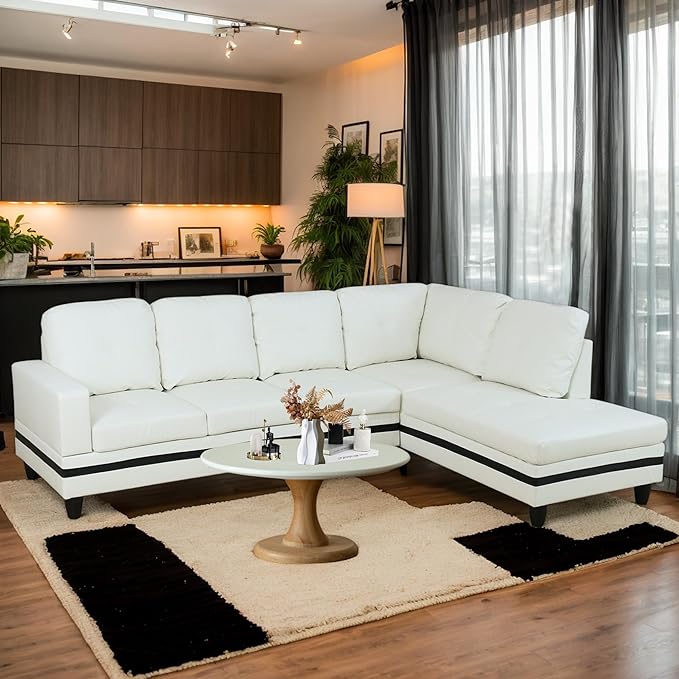 L-Shaped Combination Sofa Set Luxurious Synthetic Leather Living Room Sofa Suitable for Living Rooms Bedrooms Apartments and Offices