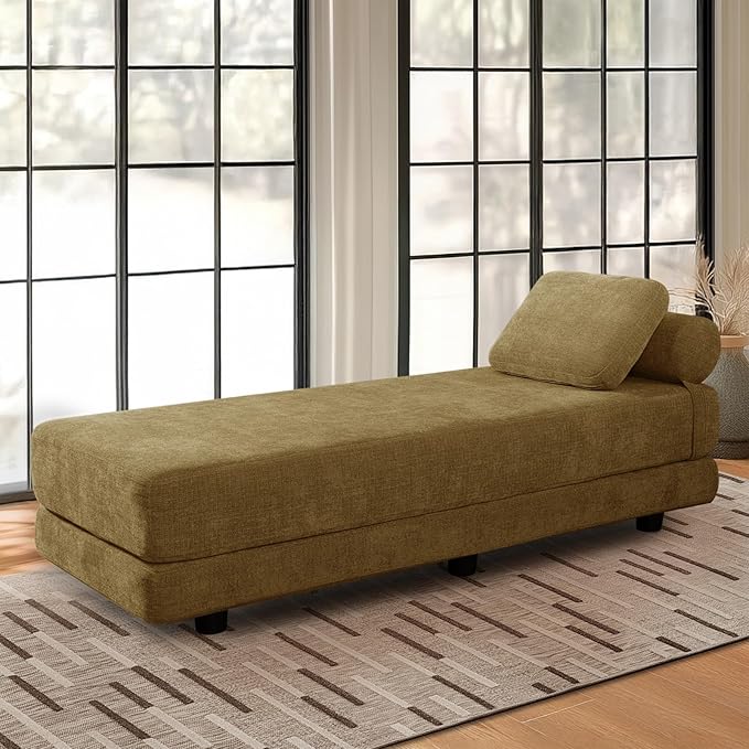 Daybed Queen Size Sofa Bed Chair 80 L Folding Sofa Chair with Pillow Lounge Chaise Bed Chair with Back Support for Living Room Bedroom