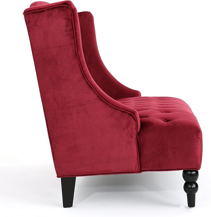 Small Velvet Loveseat Sofa Settee 50.25-inch 2 Seat Modern Victorian Sofas Couch with Buttoned Tufted Wingback Upholstered Banquette Dining Bench for Dining Living Room Hallway (Hot Pink)