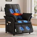 Power Recliner Chair for Adults with Heat &amp Massage - Linen Electric Reclining Sofa with Remote Control 3 Side Pockets 180° Lay Flat Sleeper for Living Room Home Theater Dark Grey