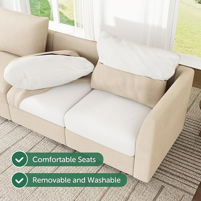 HONBAY Ottoman Module for Modular Sectional Sofa Couth Storage Ottoman Ottoman Bench for Living Room - Beige