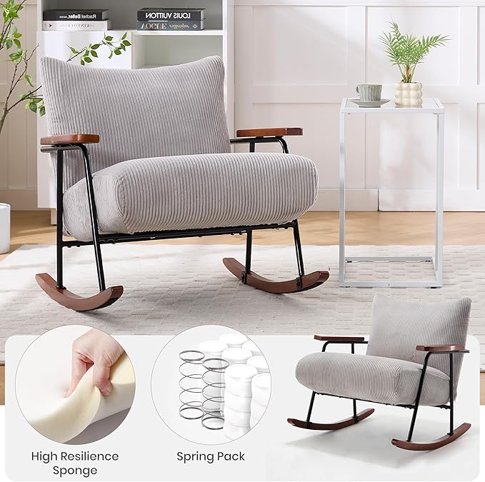 Modern Accent Chair Arm Chair Living Room Rocking Chair Metal e NJ308