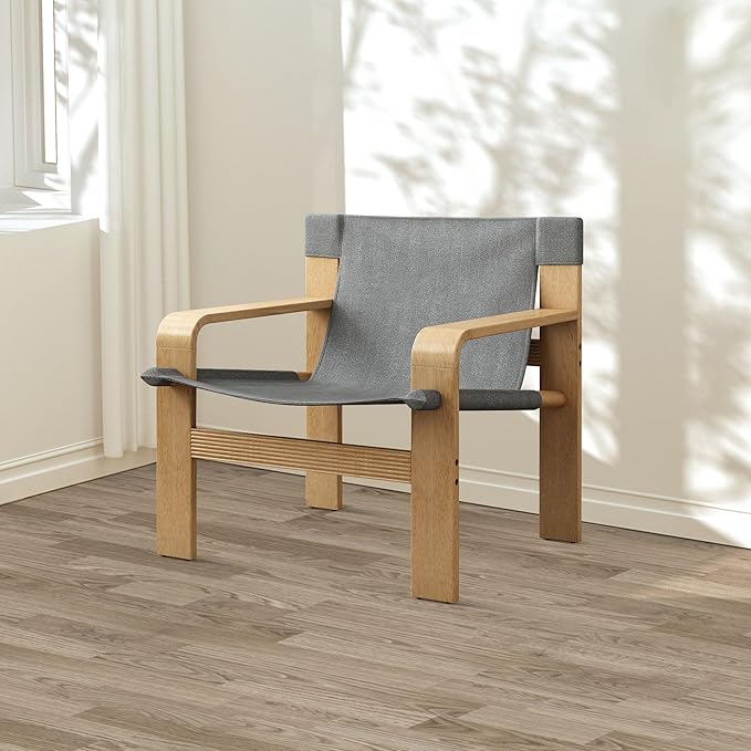 Mid-Century Accent Chair with Wide Armrest &amp Solid Wood Frame Detachable and Washable Armchair Modern Living Room Reading Chairs for Bedroom Sunroom Bedroom BalconyLight Grey