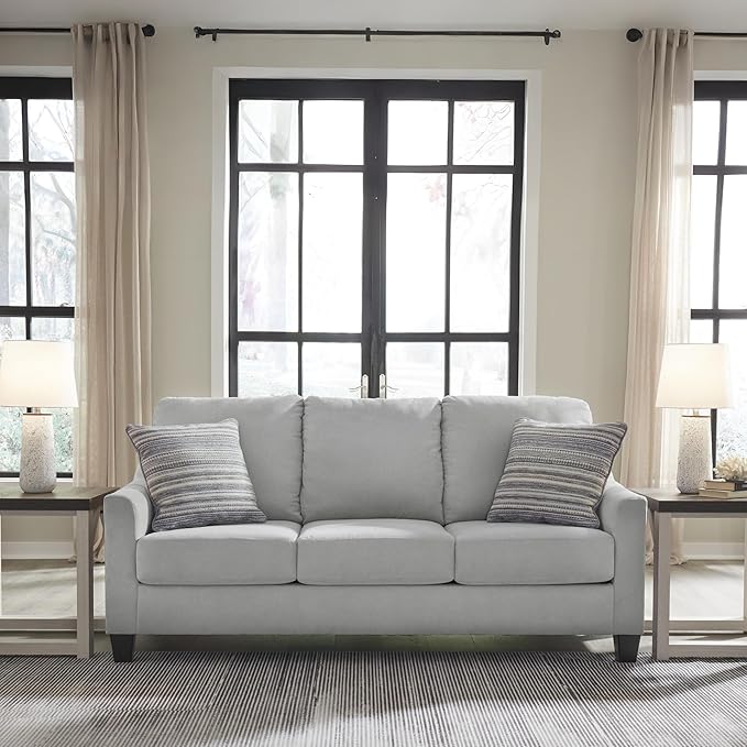 Signature Design by Ashley Adlai Casual Sofa with 2 Toss Pillows Light Gray