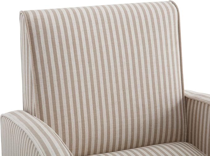 VESCASA Upholstered Accent Chair with Wood Legs Linen Comfy Single Sofa with Curve Arms Modern Side Club Leisure Chair for Reading/Living Room/Bedroom Khaki Stripe