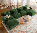 ELUCHANG 150 Oversized Modular Sectional Sofa Comfy U Shaped Cloud Couch with Removable Cover 6-Seat Deep Seat Modern Sofa Couches for Living Room Bedroom and Apartment Chenille Green