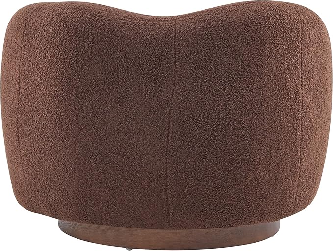 Christopher Knight Home Beckie Boucle Upholstered 360° Swivel Accent Chair Living Room Barrel Swivel Chair with Wooden Base Modern Club Chair with Rotation Dark Brown