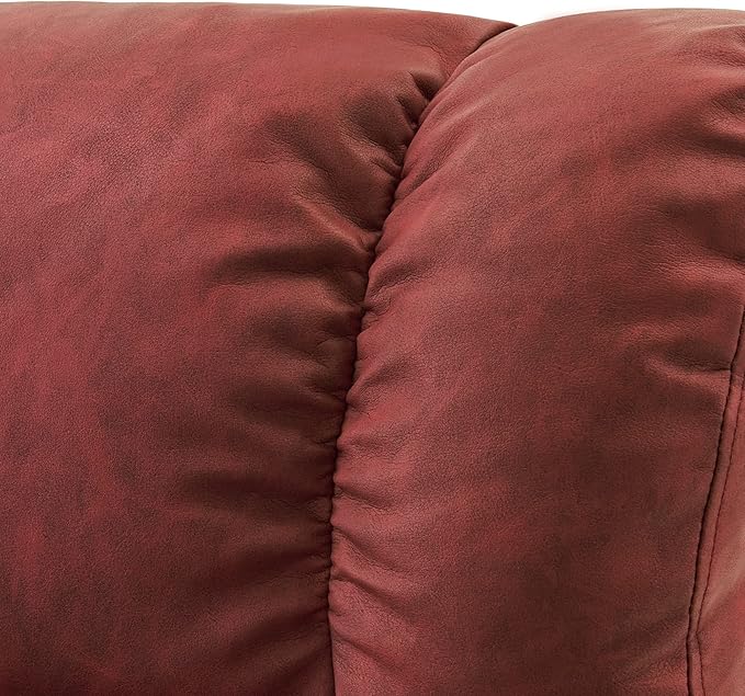MCombo Swivel Recliners with Ottoman Reclining TV Chairs with Vibration Massage Faux Leather Ergonomic Lounge Chair for Living Room Bedroom 4832 (Burgundy)