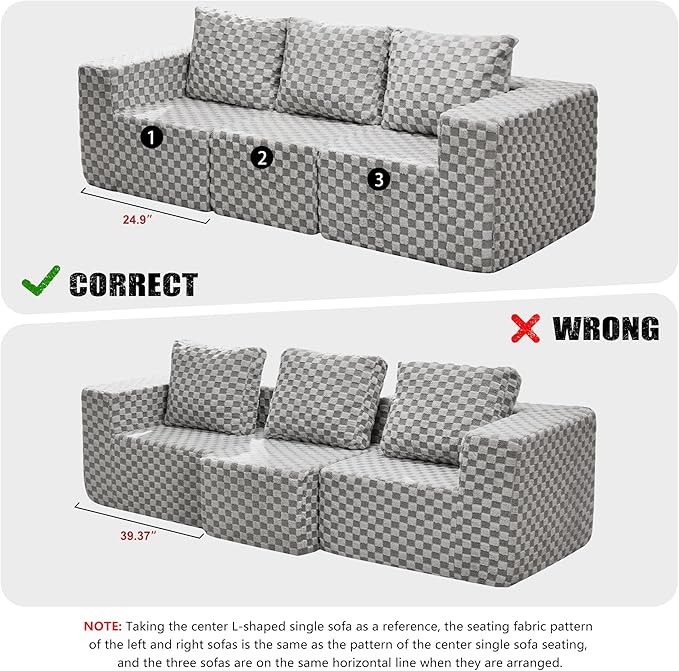 Hobestluk Modular Sectional Sofa Memory Foam Couch Oversized Sectional Sofa 3-Seater with Chaise Cloud Couch with Removable Cover L Shape Sofa for Living Room (Plush Grey 3-Seater with Chaise)