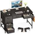 ODK Computer Desk with 6 Drawers 40 Inch Small Desk with Storage Reversible Desk with Headphone Hook for Home Office Work Study Table for Bedroom Black