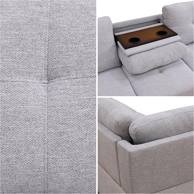 L-Shaped Sectional Sofa Modern Sectional Couches Home Sofas for Living Room with Movable Chaise Modular Living Room Sets Furniture for Apartment Bedroom &amp Office Grey White