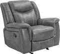 Coaster Home Furnishings - Conrad - Leatherette Upholstered Glider Recliner Chair with Overstuffed Arms Pocket Coil Seating and Ergonomic Lever - Living Room - 33-Inch - Gray - 650356