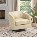 Lumibee Swivel Accent Chair Faux Leather Swivel Barrel Chair for Living Room Modern Comfy Upholstered Round Armchair Single Sofa Chair for Bedroom Club-Cream