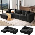 109 Modular Sectional SofaBoneless Couch for Living RoomCloud Sectional Couch with Deep SeatModular L-Shape Sofa with ChaiseNo Assembly RequiredBlack(Plush Corduroy Fabric)