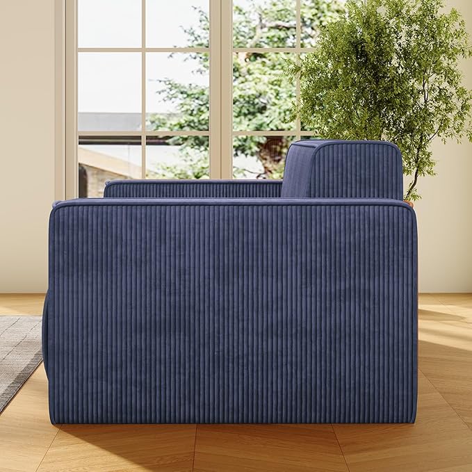 PUREMIND 3 Seater Sofa in a Box 76 Modern Corduroy Sofa Couch with Widen Armrest No Installation Comfy Deep Seat Couches for Living Room Apartment Blue