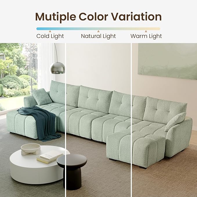 142 Oversized Modular Sectional Sofa Chenille U Shaped Couch with Pillows Modern Deep Seat Sofa with 2 Movable Ottoman 4 Seater Sectional Couches for Living Room Home Office
