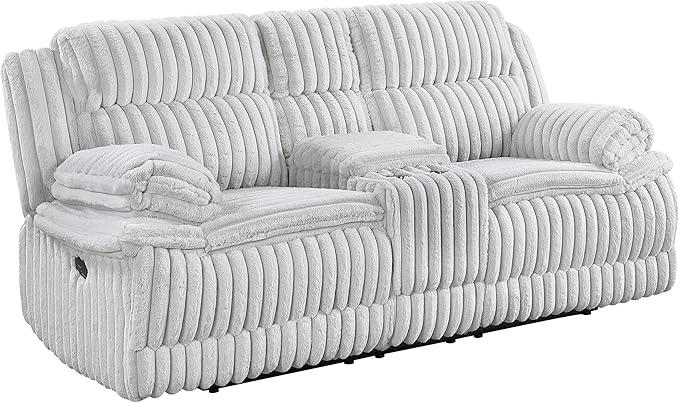 Lexicon Goodland Corduroy Double Reclining Love Seat with Center Console in Gray