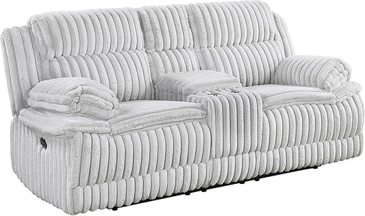 Lexicon Goodland Corduroy Double Reclining Love Seat with Center Console in Gray