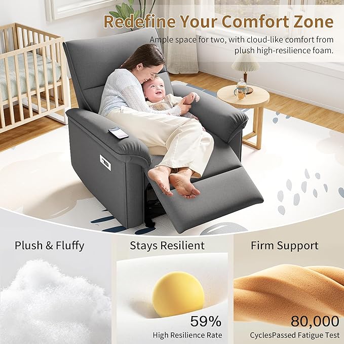 Wall Hugger Power Recliner Chair Zero Wall Electric Recliner Chairs with USB Port Snowflake Velvet Space Saving Large Recliner for Living Room RV Home Theater