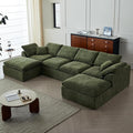 138 Cloud Sectional Couches for Living Room Convertible U-Shape Boneless Couch with Ottoman 6-Seater Compressed Sofa Modular Sectional Sofa (6-Seater Green)