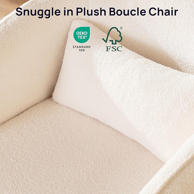 Oversized Boucle Swivel Accent Chair with 82L Hidden Storage 360° Swivel Barrel Chair for Living Room Small Space Bedroom Nursery Modern Comfy Cloud Armchair Single Sofa Cream White Sherpa&ampT