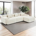 119’’ Modular Compression Sofa L-Shaped Cloud Sectional Couch with Chaise &amp Deep Seating Modern Upholstered Living Room Couch with Removable Pillows Easy Expand Design Beige Chenille Fabric