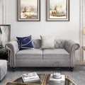 Chesterfield Loveseat Sofa Modern Velvet Small Sofa Couch 2 Seater with Rolled Arms and Nailhead Mid Century Modern Loveseat Couch for Small Spaces Living Room Bedroom Apartment Grey