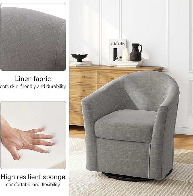 Swivel Accent Chair Armchair Modern Round Single Sofa Seating Comfy Reading Barrel Chairs for Living Room Bedroom (Coffee Set of 2)