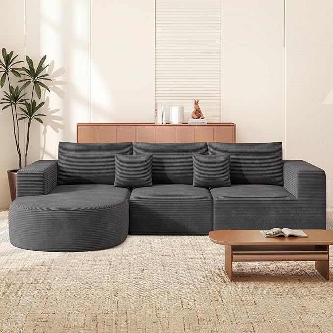 Boneless Couches for Living RoomCloud Sectional Couch with L-Shape ChaiseModern Modular Sofa with Deep Seat Upholstered Comfy Couches for BedroomNo Assembly Required1PCS