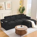 Modular Cloud Couch Sectional Sofa 108 Cloud Sectional Couch with Deep Seat 3 Seat Modular Sofa Memory Foam Upholstered Boneless Couches for Living Room Bedroom No Assembly Required Black
