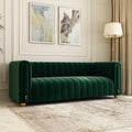 Emerald Green Velvet Couch 80 Inch Wide Mid-Century Modern Tufted Upholstered Sofa with Golden Leg 3 Seat Big Comfy Couch for Living Room