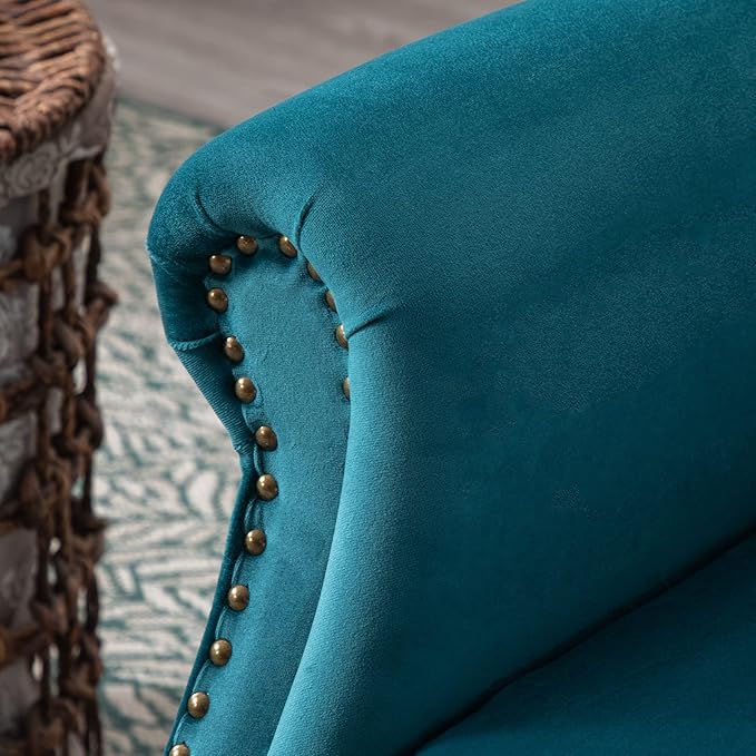 chairus Mid-Century Modern Accent Chair Comfy Tufted Single Sofa Chair Wingback Armchair with Pillow for Club Living Room Bedroom - Velvet Teal