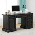 Vipbear 60 Executive Desk Farmhouse Computer Desk with Drawers and File Cabinet Embossed Texture Home Office Desks Workspace for Work Study Writing Black