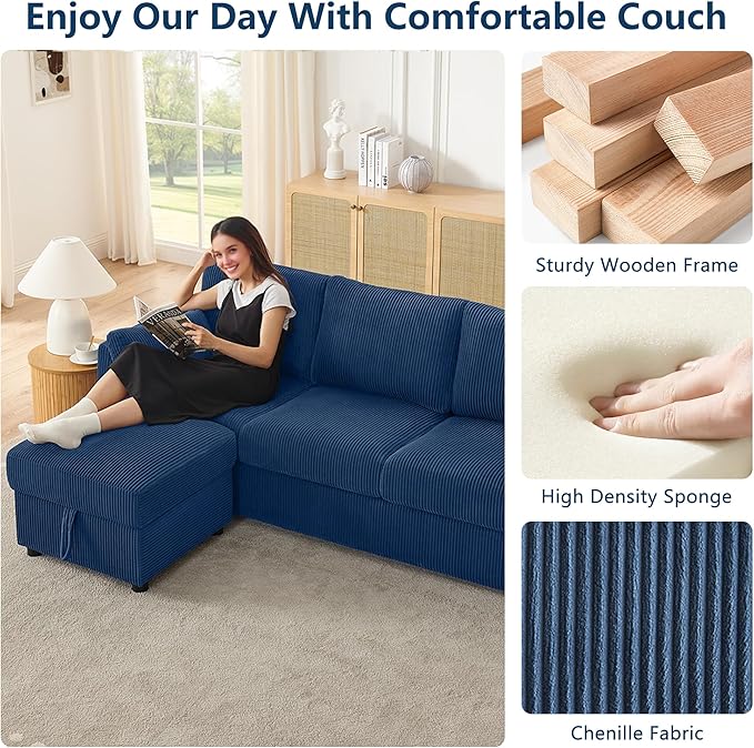 Small Storage Ottoman Sqare Footrest Bench Stool for ApartmentBedroomLiving RoomBonus Room and Compact Spaces. (Blue Ottoman)