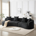 Merax 126 Inch Curved Sectional Sofa Oversized 5-Seater Modern L-Shape Couch with 4 Pillows Modular Velvet Fabric Sofa for Large Living Room Black