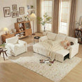 Tbfit Pull Out Sofa Bed with Chair 3 in 1 Sleeper Sofa Couch with USB &amp Storage Chaise Comfy Convertible Sleeper Sofas for Living Room Small Spaces White