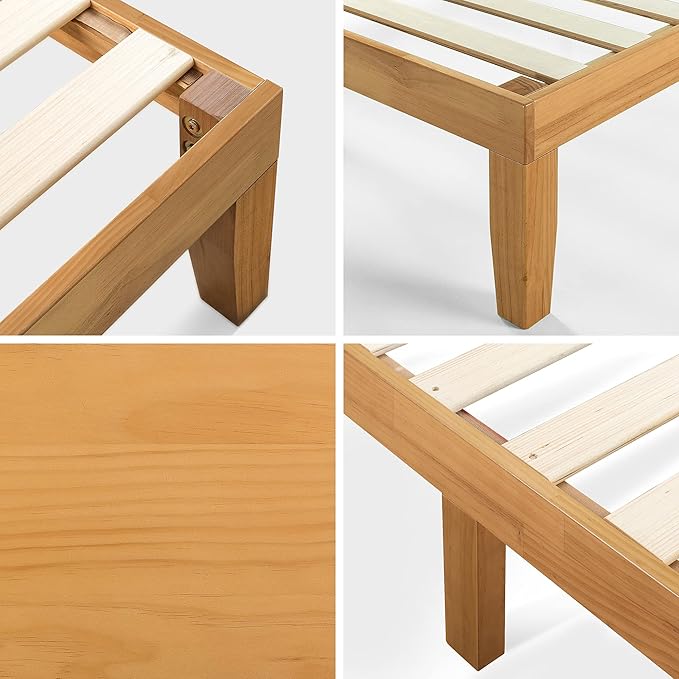 ZINUS Moiz Wood Platform Bed Frame / Wood Slat Support / No Box Spring Needed / Easy Assembly Natural Queen