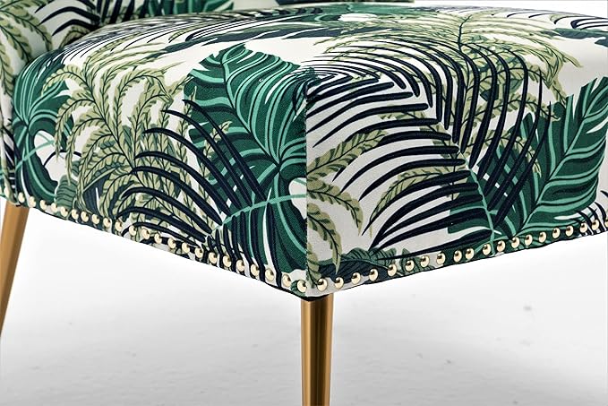 Thia Armless Accent Chair for Living Room Elegant Seat with Nailhead Trim Gold Metal Legs and Comfortable Curved Back 28 D x 25 W x 29.5 H 01 Floral Print
